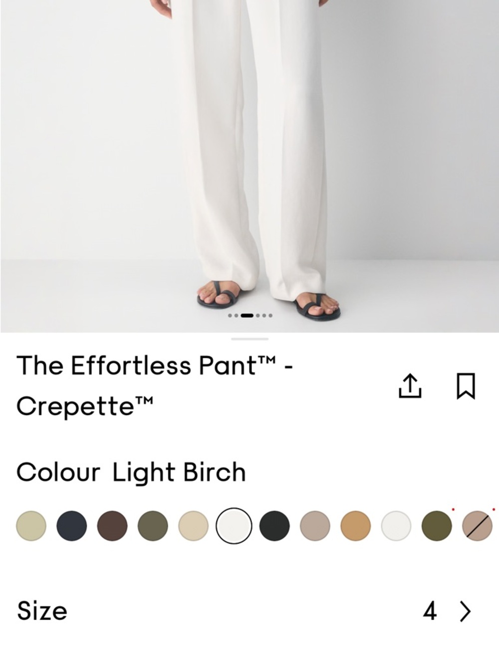 Aritzia The Effortless Pant Crepette in Light Birch (Off-White)
